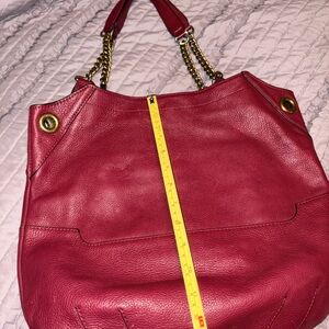 Elegant Red Leather Tote Bag